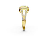 Yellow gold Fancy Yellow Radiant  Halo Split Shank Diamond Ring with Four-Prong Setting_34