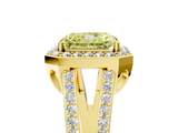 Yellow gold Fancy Yellow Radiant  Halo Split Shank Diamond Ring with Four-Prong Setting_37