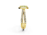 Yellow gold Fancy Yellow Radiant  Halo Split Shank Diamond Ring with Pavé Setting_28