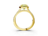 Yellow gold Fancy Yellow Radiant  Halo Split Shank Diamond Ring with Pavé Setting_29