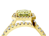 Yellow gold Fancy Yellow Radiant  Halo Split Shank Diamond Ring with Pavé Setting_30