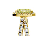 Yellow gold Fancy Yellow Radiant  Halo Split Shank Diamond Ring with Pavé Setting_31