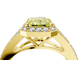 Yellow gold Fancy Yellow Radiant  Halo Split Shank Diamond Ring with Prong Setting_23