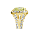 Yellow gold Fancy Yellow Radiant  Halo Split Shank Diamond Ring with Prong Setting_24