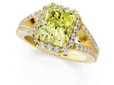 Yellow gold Fancy Yellow Radiant  Halo Split Shank Pave Diamond Ring with Four-Prong Setting_50
