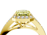 Yellow gold Fancy Yellow Radiant  Halo Split Shank Pave Diamond Ring with Four-Prong Setting_53