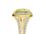 Yellow gold Fancy Yellow Radiant  Halo Split Shank Pave Diamond Ring with Four-Prong Setting_54
