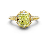 Yellow gold Fancy Yellow Radiant  Halo Split Shank Pave Diamond Ring with Petal Prong Setting_33