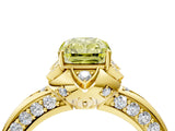 Yellow gold Fancy Yellow Radiant  Halo Split Shank Pave Diamond Ring with Petal Prong Setting_37