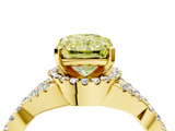 Yellow gold Fancy Yellow Radiant  Halo Twist Band Solitaire Prong Setting Ring_49
