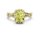 Yellow gold Fancy Yellow Radiant  Halo Twist Band Solitaire Ring with Six-Prong Setting_3