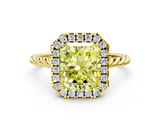Yellow gold Fancy Yellow Radiant  Halo Twisted Band Four-Prong Diamond Ring_20