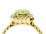 Yellow gold Fancy Yellow Radiant  Halo Twisted Band Four-Prong Diamond Ring_24