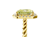 Yellow gold Fancy Yellow Radiant  Halo Twisted Band Four-Prong Diamond Ring_25