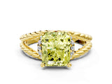 Yellow gold Fancy Yellow Radiant  Halo Twisted Band Four-Prong Ring_32