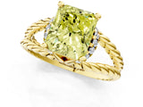 Yellow gold Fancy Yellow Radiant  Halo Twisted Band Four-Prong Ring_33