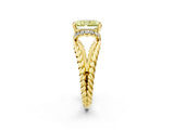 Yellow gold Fancy Yellow Radiant  Halo Twisted Band Four-Prong Ring_34