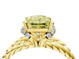 Yellow gold Fancy Yellow Radiant  Halo Twisted Band Four-Prong Ring_36