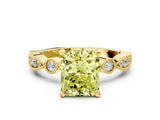 Yellow gold Fancy Yellow Radiant  Milgrain Bezel Diamond Engagement Ring with Solitaire Prong Setting_141