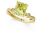 Yellow gold Fancy Yellow Radiant  Milgrain Bezel Diamond Engagement Ring with Solitaire Prong Setting_142