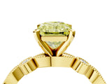 Yellow gold Fancy Yellow Radiant  Milgrain Bezel Diamond Engagement Ring with Solitaire Prong Setting_145