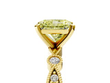 Yellow gold Fancy Yellow Radiant  Milgrain Bezel Diamond Engagement Ring with Solitaire Prong Setting_146