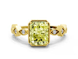 Yellow gold Fancy Yellow Radiant  Milgrain Marquise Diamond Twist Band Ring_62