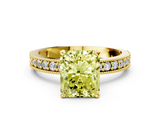 Yellow gold Fancy Yellow Radiant  Milgrain Pave Diamond Engagement Ring with Four-Prong Setting_76