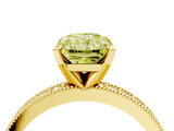Yellow gold Fancy Yellow Radiant  Milgrain Pave Diamond Engagement Ring with Four-Prong Setting_80