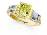 Yellow gold Fancy Yellow Radiant  Solitaire Baguette Side Stone Channel Set Engagement Ring_4