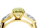 Yellow gold Fancy Yellow Radiant  Solitaire Baguette Side Stone Channel Set Engagement Ring_7