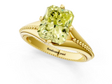 Yellow gold Fancy Yellow Radiant  Solitaire Beaded Band Six-Prong Setting_1
