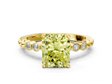 Yellow gold Fancy Yellow Radiant  Solitaire Bezel Accent Diamond Engagement Ring with Beaded Band and Four-Prong Setting_24