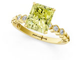 Yellow gold Fancy Yellow Radiant  Solitaire Bezel Accent Diamond Engagement Ring with Beaded Band and Four-Prong Setting_25