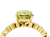Yellow gold Fancy Yellow Radiant  Solitaire Bezel Accent Diamond Engagement Ring with Beaded Band and Four-Prong Setting_28