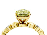 Yellow gold Fancy Yellow Radiant  Solitaire Bezel-Set Diamond Ring with Beaded Band and Four-Prong Setting_36