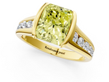 Yellow gold Fancy Yellow Radiant  Solitaire Bezel-Set Diamond Ring with Channel-Set Band_55