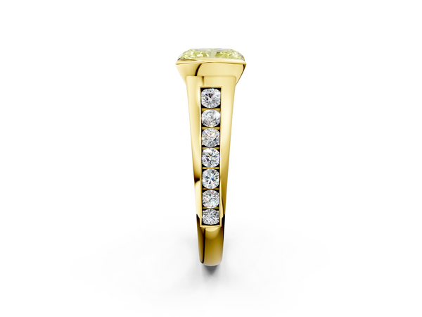 Yellow Gold Radiant Cut Half Bezel Engagement Ring Setting for Fancy Yellow Center