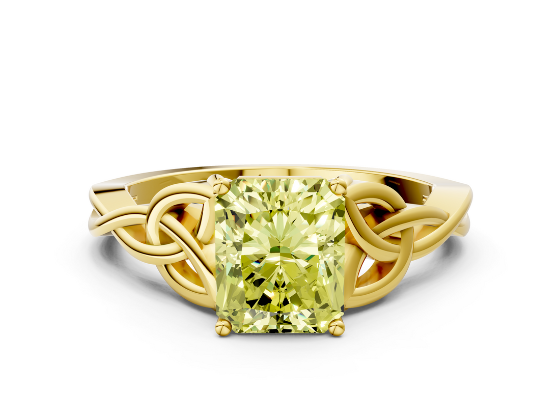 Yellow gold Fancy Yellow Radiant  Solitaire Celtic Knot Engagement Ring with Four-Prong Setting_41
