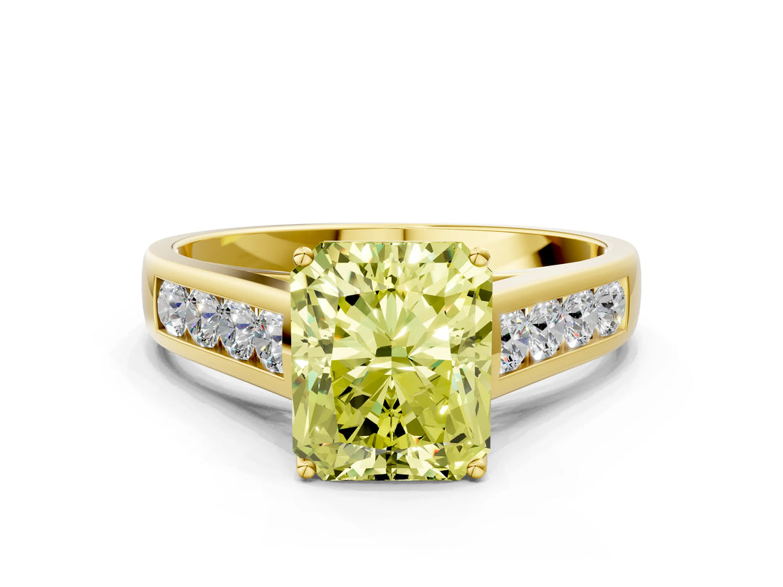 Yellow gold Fancy Yellow Radiant  Solitaire Channel-Set Diamond Engagement Ring with Four-Prong Setting_31