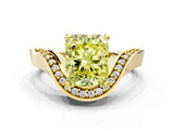 Yellow gold Fancy Yellow Radiant  Solitaire Diamond Engagement Ring with Pave Band and Four-Prong Setting 1
