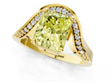 Yellow gold Fancy Yellow Radiant  Solitaire Diamond Engagement Ring with Pave Band and Four-Prong Setting 2