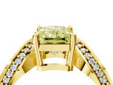 Yellow gold Fancy Yellow Radiant  Solitaire Diamond Engagement Ring with Pave Band and Four-Prong Setting 5