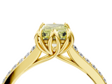 Yellow gold Fancy Yellow Radiant  Solitaire Diamond Engagement Ring with Pave Band and Six-Prong Setting_23