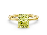 Yellow gold Fancy Yellow Radiant  Solitaire Diamond Ring with Bamboo Band and Four-Prong Setting_23