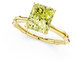 Yellow gold Fancy Yellow Radiant  Solitaire Diamond Ring with Bamboo Band and Four-Prong Setting_24