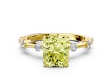 Yellow gold Fancy Yellow Radiant  Solitaire Diamond Ring with Bezel Set Side Stones and Prong Setting_3
