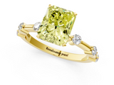 Yellow gold Fancy Yellow Radiant  Solitaire Diamond Ring with Bezel Set Side Stones and Prong Setting_4