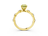 Yellow gold Fancy Yellow Radiant  Solitaire Diamond Ring with Bezel Set Side Stones and Prong Setting_6