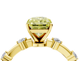 Yellow gold Fancy Yellow Radiant  Solitaire Diamond Ring with Bezel Set Side Stones and Prong Setting_7